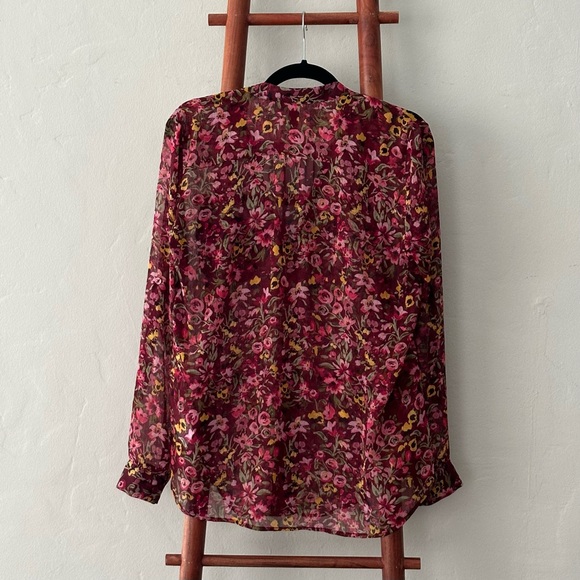 Kut From The Kloth Jasmine Chiffon Button-Up - Marsan Bordeaux Pink (EUC, M) - Picture 5 of 5